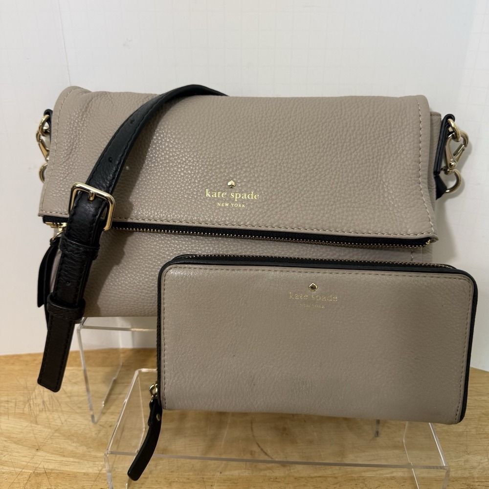 Kate Spade Cobble Hill Marsala Pebbled Leather Flap Crossbody Bag Zip + Wallet